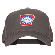 Arkansas State Map Flag Embroidered Solid Cotton Pro Cap