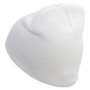 Running Logo Embroidered 8 Inch Knitted Short Beanie - White OSFM