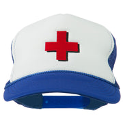 Cross in Red Logo Embroidered Foam Mesh Cap