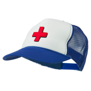 Cross in Red Logo Embroidered Foam Mesh Cap