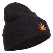 Rasta Leaf Embroidered Long Beanie