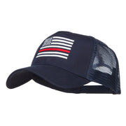 Thin Red Line American Flag Embroidered Mesh Cap