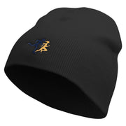 Running Logo Embroidered 8 Inch Knitted Short Beanie - Black OSFM
