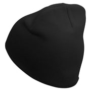 Running Logo Embroidered 8 Inch Knitted Short Beanie - Black OSFM