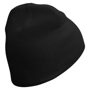 Running Logo Embroidered 8 Inch Knitted Short Beanie - Black OSFM
