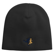 Running Logo Embroidered 8 Inch Knitted Short Beanie - Black OSFM