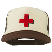 Cross in Red Logo Embroidered Foam Mesh Cap