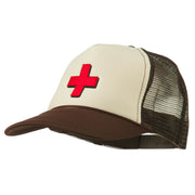 Cross in Red Logo Embroidered Foam Mesh Cap