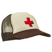 Cross in Red Logo Embroidered Foam Mesh Cap