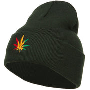 Rasta Leaf Embroidered Long Beanie