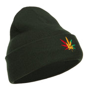 Rasta Leaf Embroidered Long Beanie