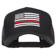 Thin Red Line American Flag Embroidered Mesh Cap