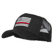 Thin Red Line American Flag Embroidered Mesh Cap