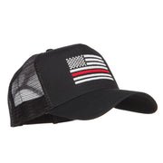 Thin Red Line American Flag Embroidered Mesh Cap