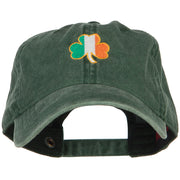 Ireland Shamrock Embroidered Washed Buckled Cap