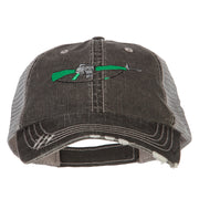 M-16 Rifle Embroidered Low Profile Mesh Cap