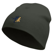 Running Logo Embroidered 8 Inch Knitted Short Beanie - Dark-Grey OSFM