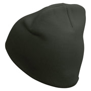 Running Logo Embroidered 8 Inch Knitted Short Beanie - Dark-Grey OSFM