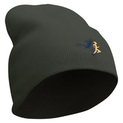 Running Logo Embroidered 8 Inch Knitted Short Beanie - Dark-Grey OSFM