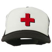 Cross in Red Logo Embroidered Foam Mesh Cap