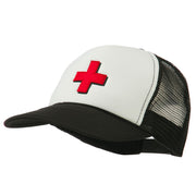 Cross in Red Logo Embroidered Foam Mesh Cap