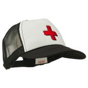 Cross in Red Logo Embroidered Foam Mesh Cap