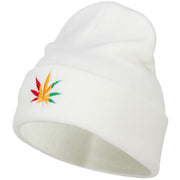 Rasta Leaf Embroidered Long Beanie