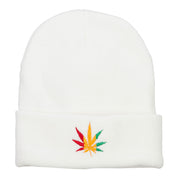 Rasta Leaf Embroidered Long Beanie