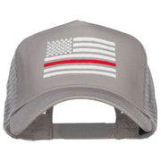 Thin Red Line American Flag Embroidered Mesh Cap