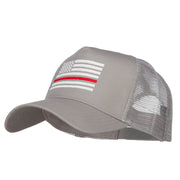 Thin Red Line American Flag Embroidered Mesh Cap