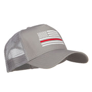 Thin Red Line American Flag Embroidered Mesh Cap