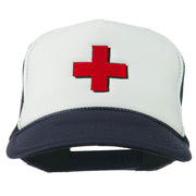 Cross in Red Logo Embroidered Foam Mesh Cap