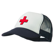 Cross in Red Logo Embroidered Foam Mesh Cap