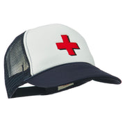 Cross in Red Logo Embroidered Foam Mesh Cap