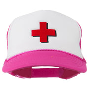 Cross in Red Logo Embroidered Foam Mesh Cap