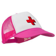 Cross in Red Logo Embroidered Foam Mesh Cap