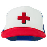 Cross in Red Logo Embroidered Foam Mesh Cap