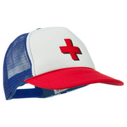 Cross in Red Logo Embroidered Foam Mesh Cap