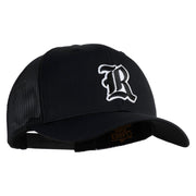 Old English R Iron on Patched Retro Trucker Cap - Black OSFM