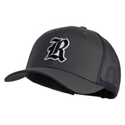 Old English R Iron on Patched Retro Trucker Cap - Dk-Heather OSFM