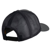 Old English R Iron on Patched Retro Trucker Cap - Dk-Heather OSFM