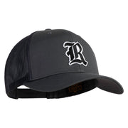 Old English R Iron on Patched Retro Trucker Cap - Dk-Heather OSFM