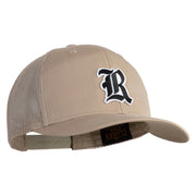 Old English R Iron on Patched Retro Trucker Cap - Khaki OSFM