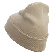Deer Mountain Embroidered 12 Inch Long Knitted Beanie - Birch OSFM