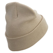 Deer Mountain Embroidered 12 Inch Long Knitted Beanie - Birch OSFM