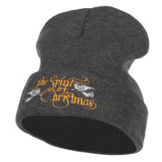 Spirit of Christmas Embroidered Long Beanie