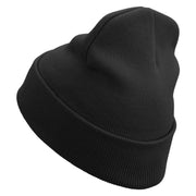 Deer Mountain Embroidered 12 Inch Long Knitted Beanie - Black OSFM
