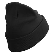 Deer Mountain Embroidered 12 Inch Long Knitted Beanie - Black OSFM