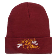 Spirit of Christmas Embroidered Long Beanie