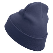 Deer Mountain Embroidered 12 Inch Long Knitted Beanie - Navy OSFM